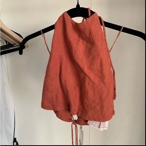 Zara linen halter top in burnt orange
